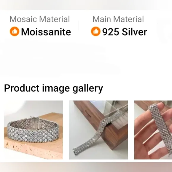 Dazzling 925 Sterling Silver Moissanite Wide Bracelet 6.79" New - Picture 9 of 13